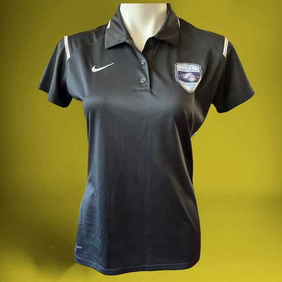 Nike Polo Shirt Women's Medium Dri Fit Soccer Athletic Fit Cut Embroidered Logo - Picture 1 of 7